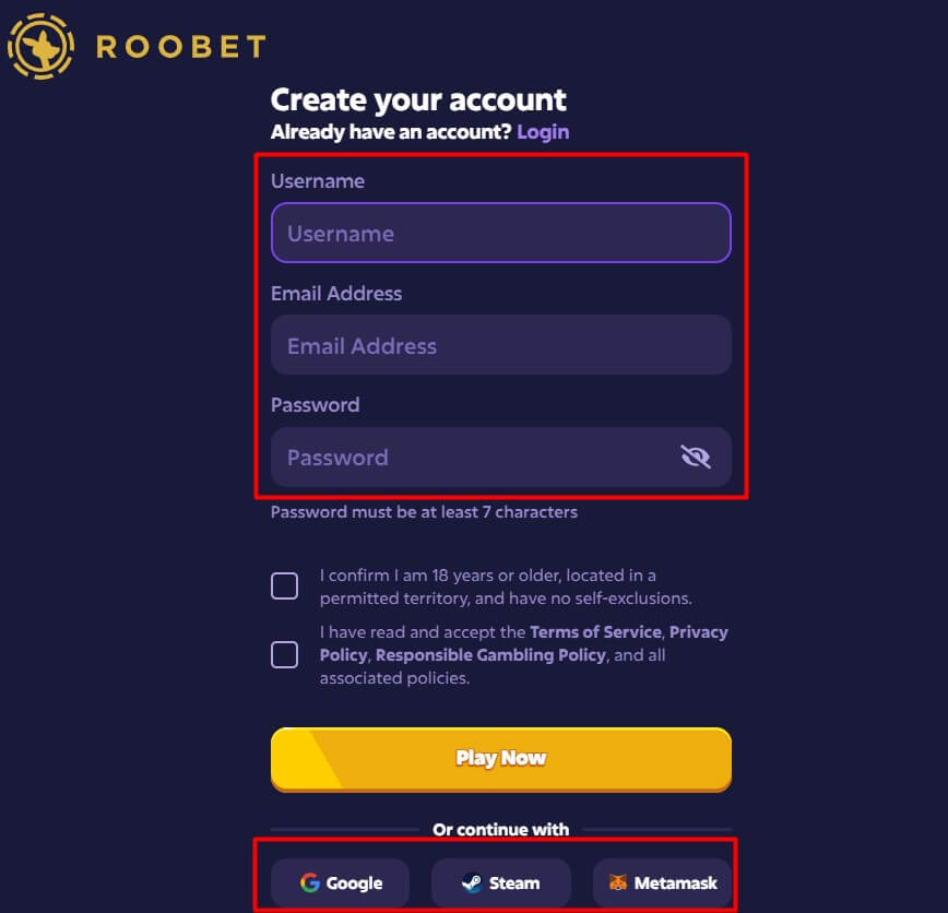 roobet creat account