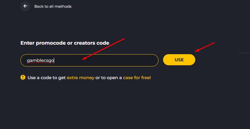 Enter the code “gamblecsgo”