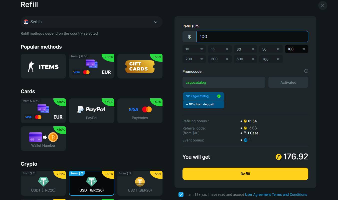 tap on the Refill balance