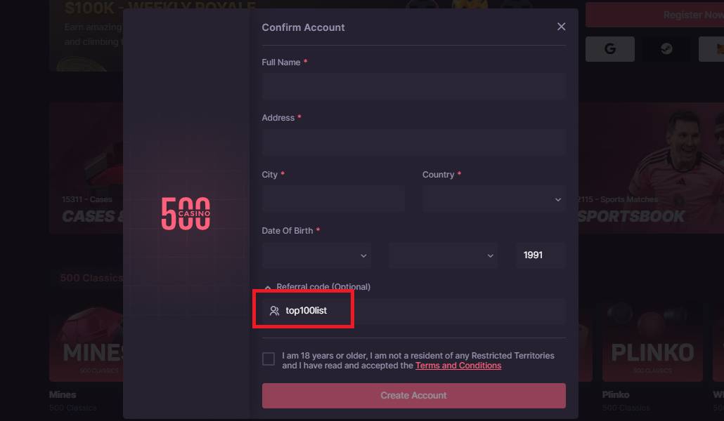 Enter Your Referral Code