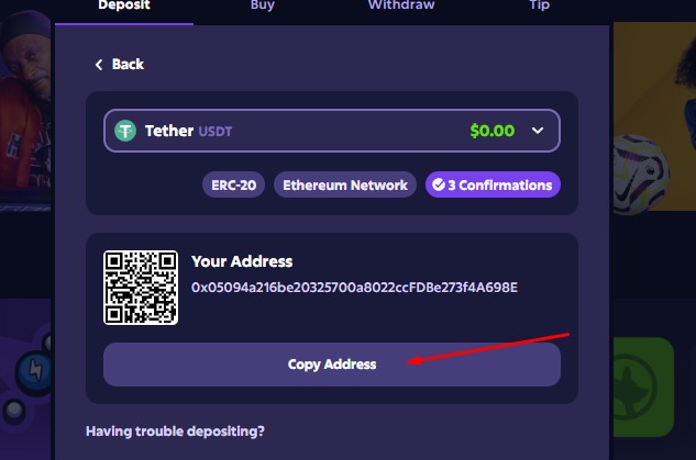 click on USDT