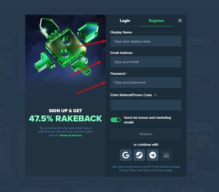 Fill out the form manually