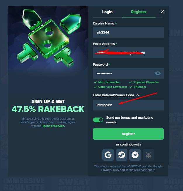 Click on the Enter Promo Code