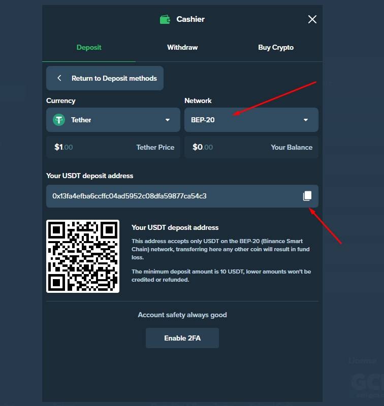 Deposit your funds and get the bonus