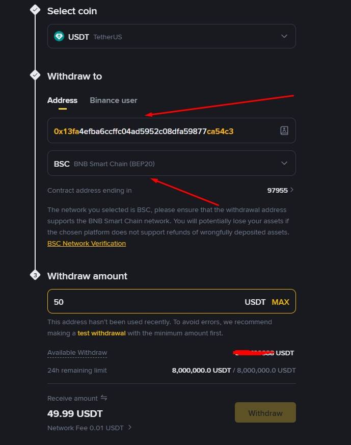 address into your native wallet