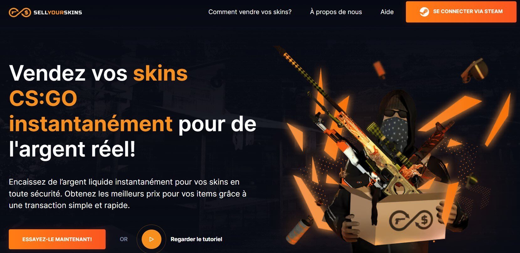 sellyourskins vente d'objets csgo