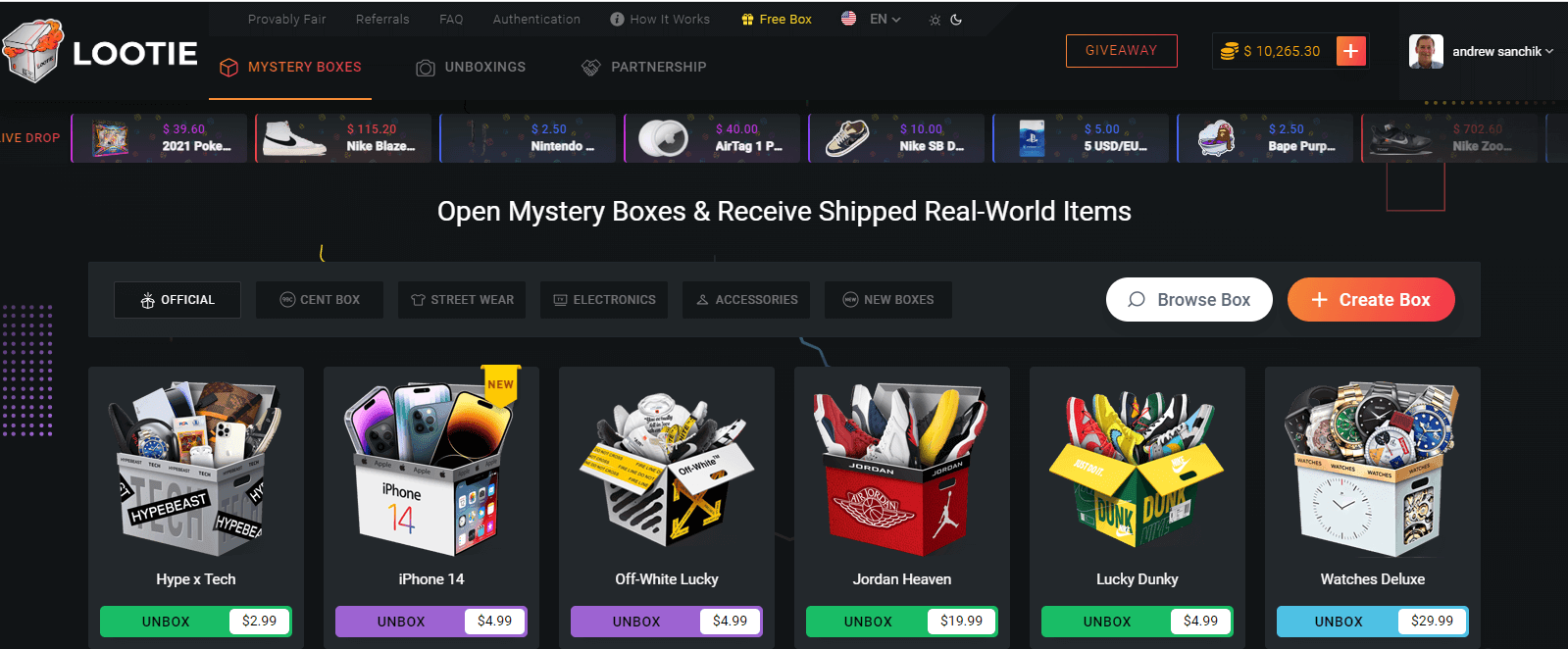Open Mystery Boxes at Lootie, Unbox Authentic Products