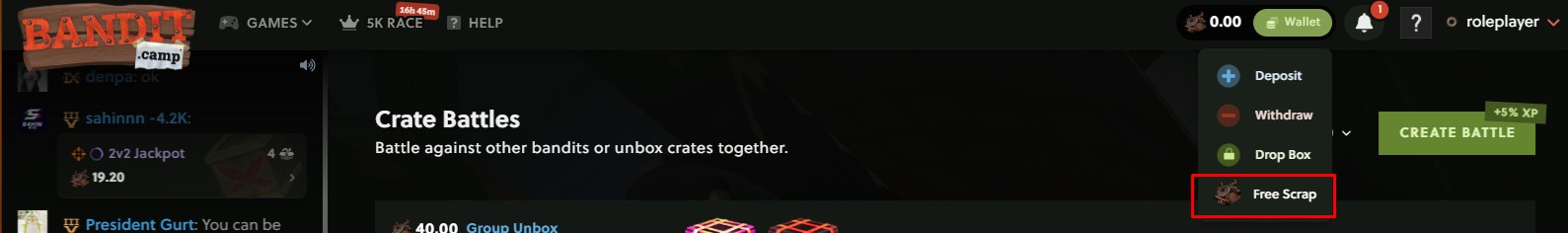  “Free Scrap” button