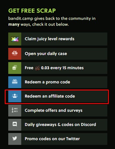 Redeem an affiliate code