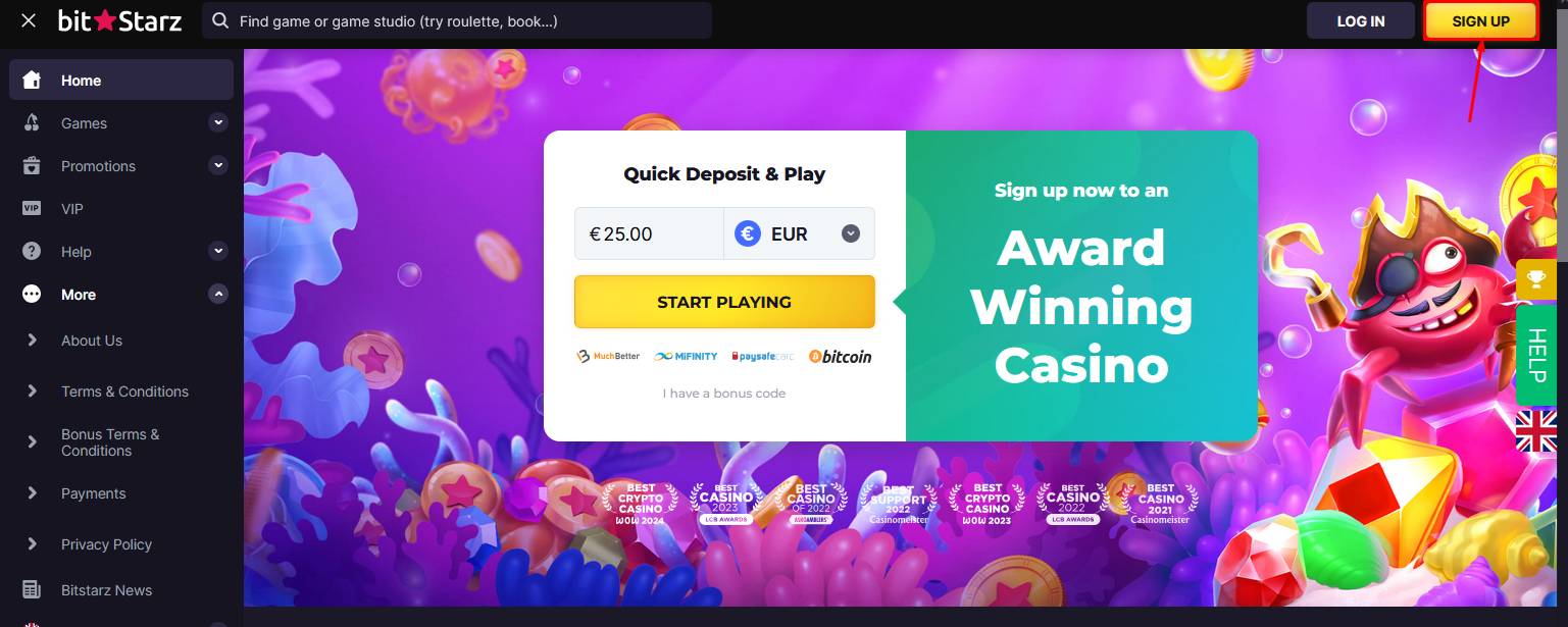 Click on the “SIGN UP” button