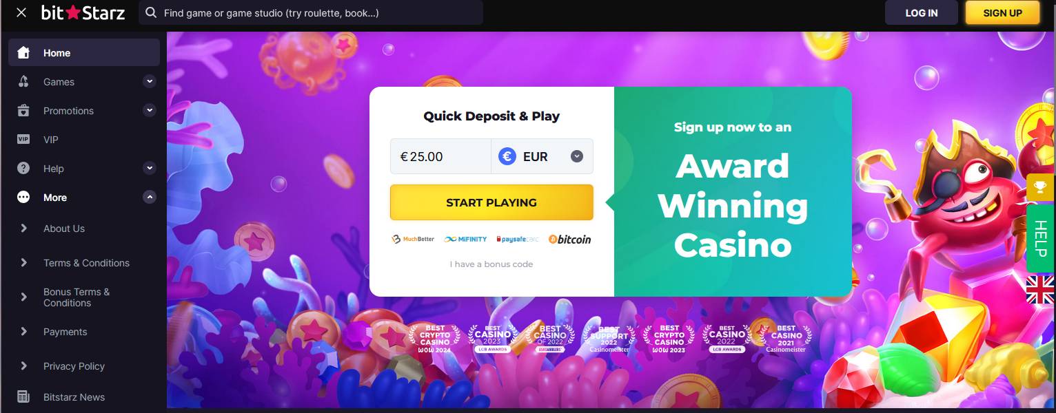 Visit BitStarz's official website