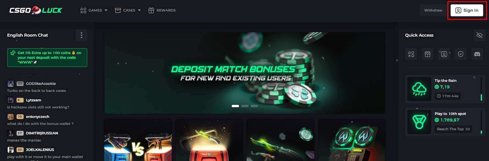 white “Sign In” button