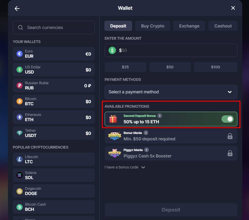 Second Deposit Bonus