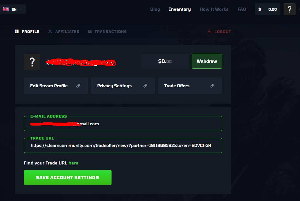 Connect your Trade URL