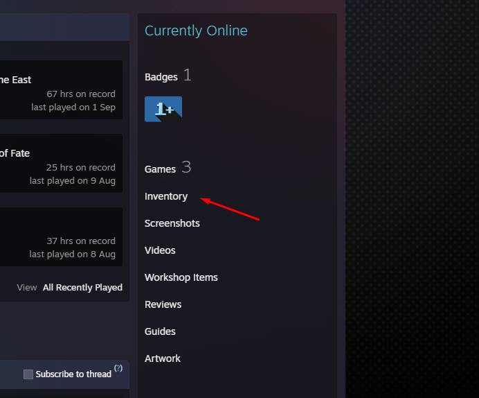 find the ‘’Inventory’’ tab