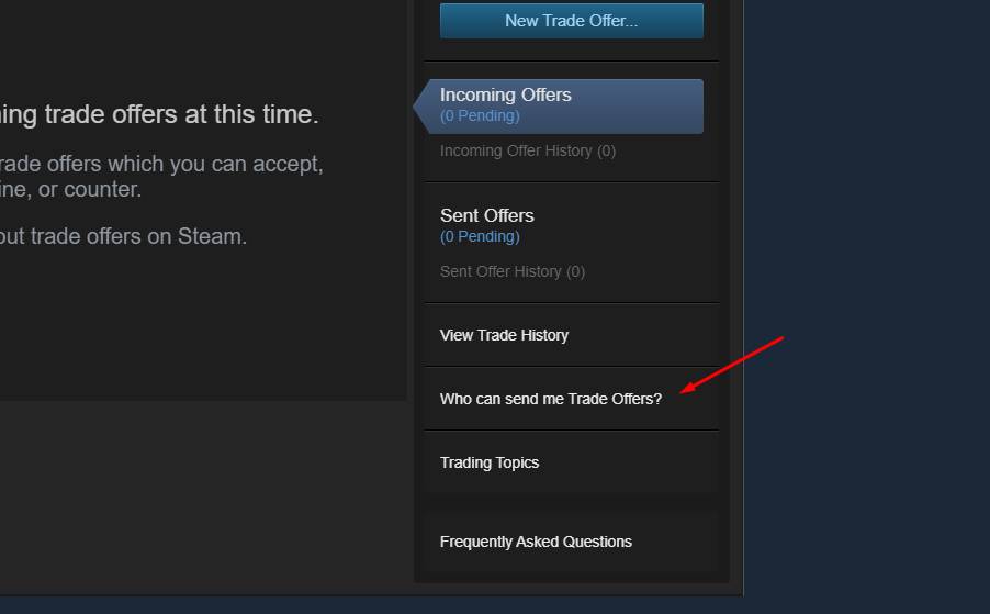 click on the ‘’Trade Offers’