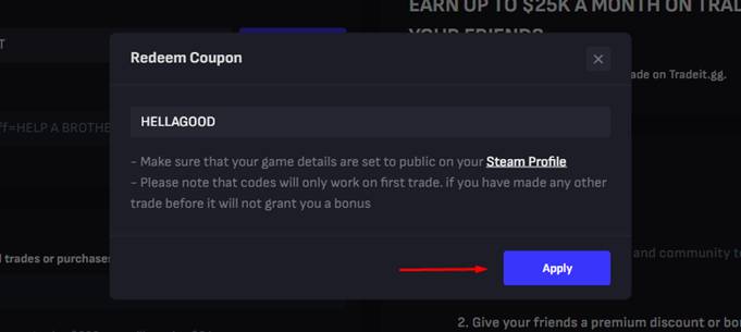 Enter the promo code.