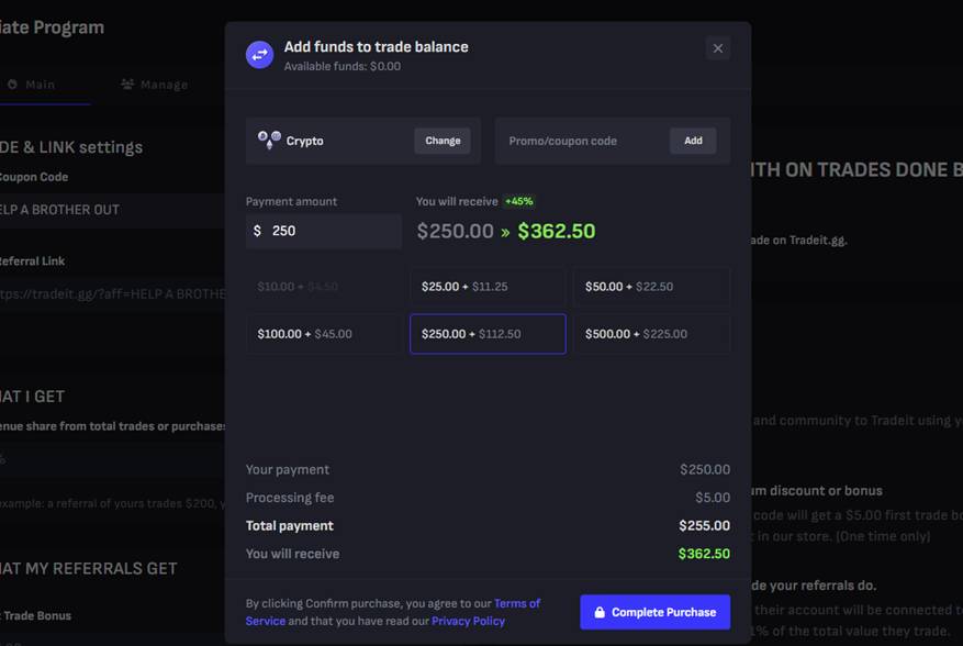 Complete your first trade or deposit