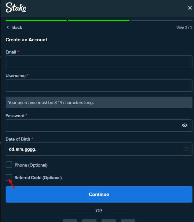 Click the “Referral Code