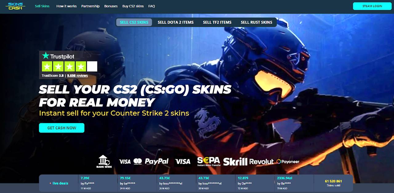 Visit Skins.Cash website