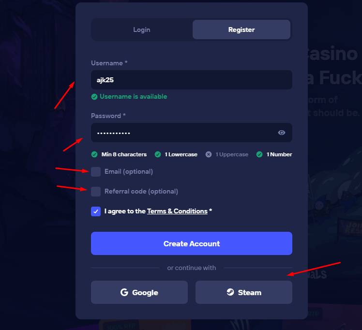Click “Register” and Fill out the Form