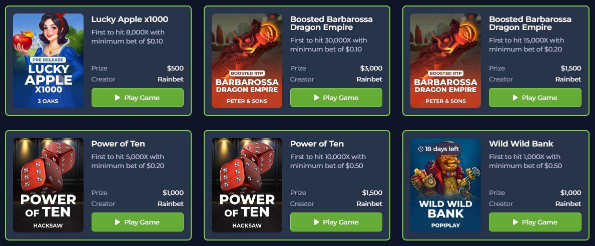 Rainbet Casino Challenges