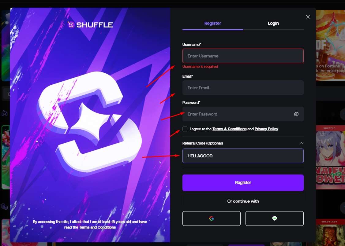 Create your Shuffle account