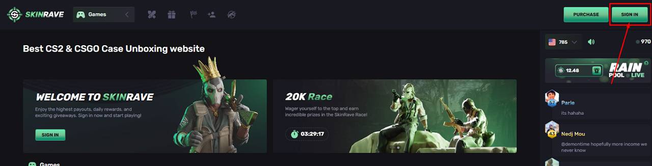 Click the “SIGN IN” button