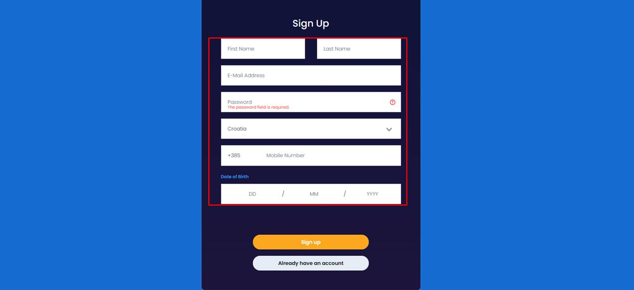 Fill out the registration form