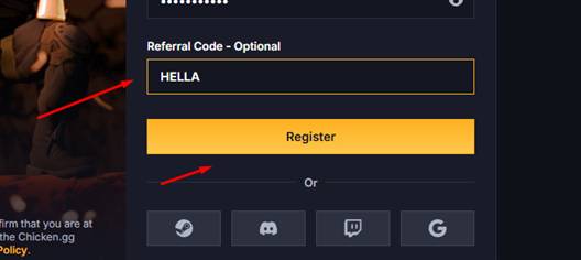 Enter the Referral Code HELLA