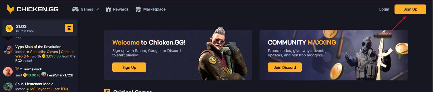 Chicken.gg website