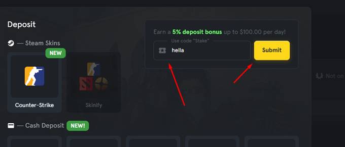 Enter the promo code HELLA