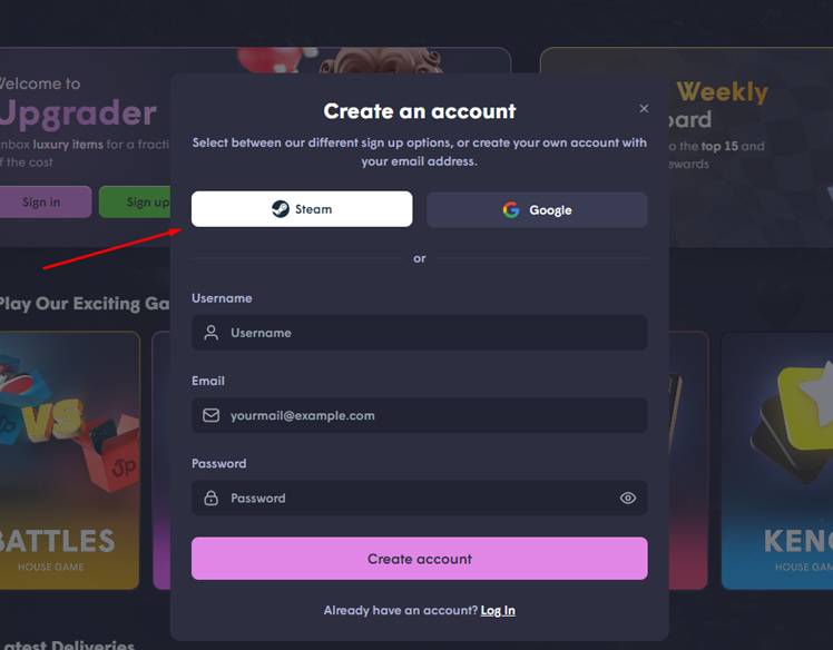 Sign Up with an email 
