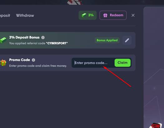 Find the “Promo Code” field