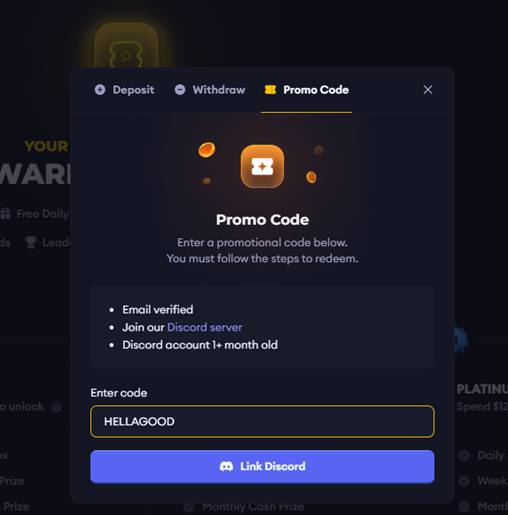 enter a working code like HELLAGOOD