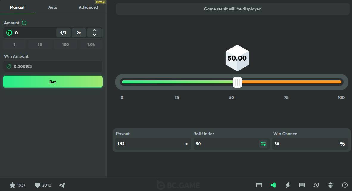 BC.Game bitcoin dice site