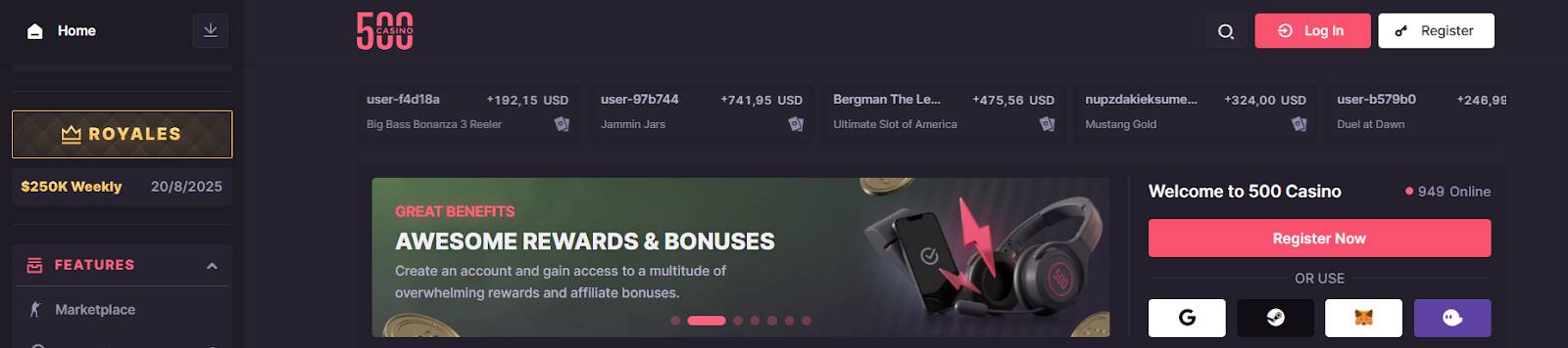 CSGO500 gambling site