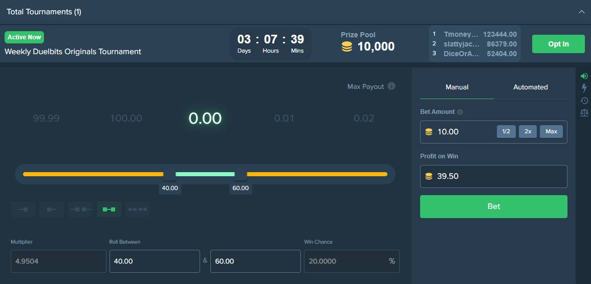 Duelbits bitcoin dice site