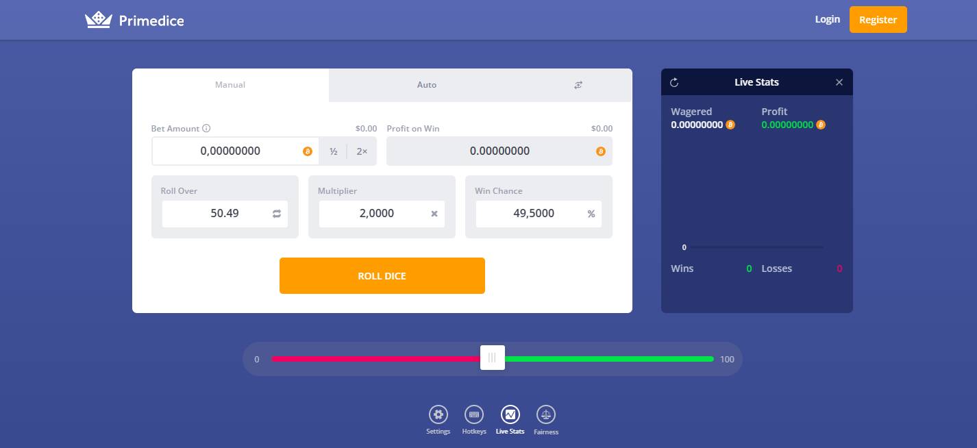 PrimeDice bitcoin dice site