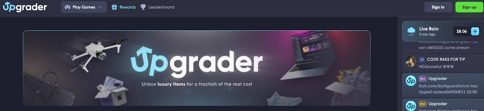Upgrader gambling site