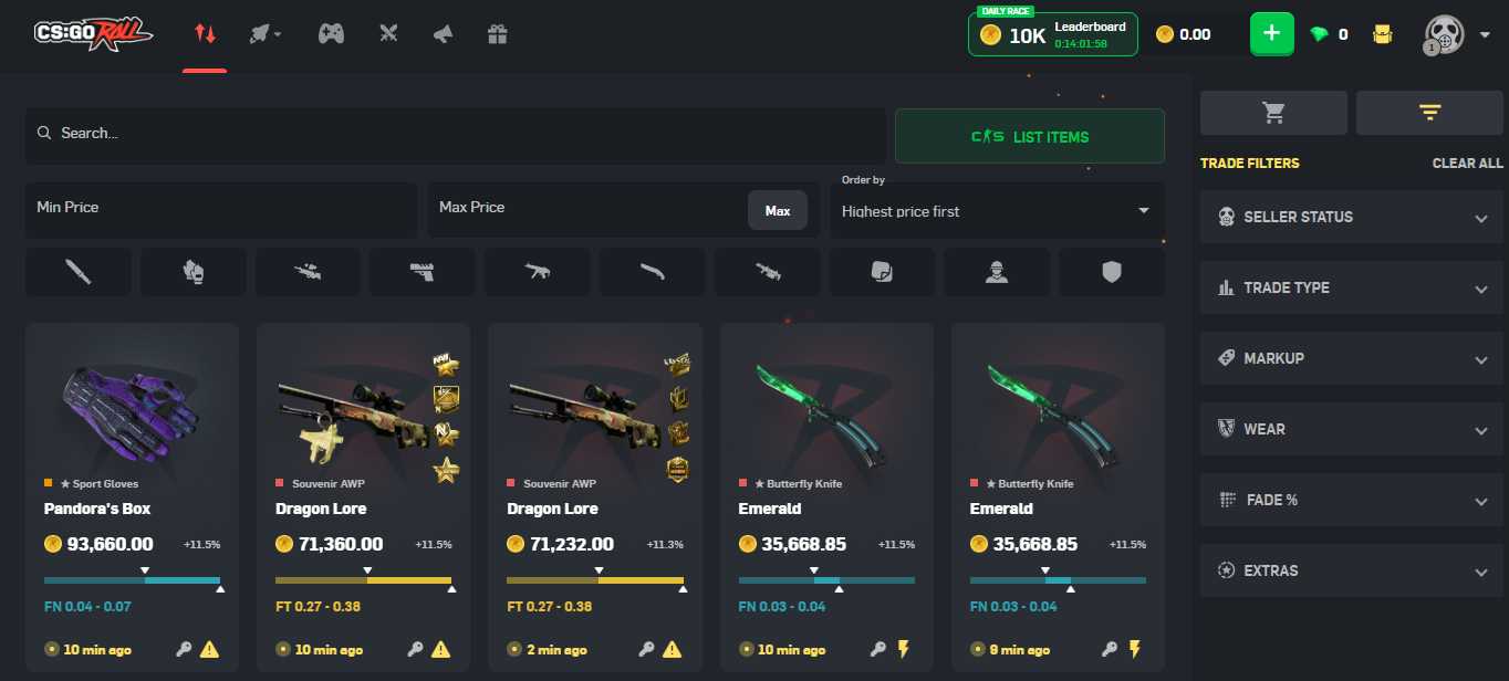 buy skins on CSGORoll