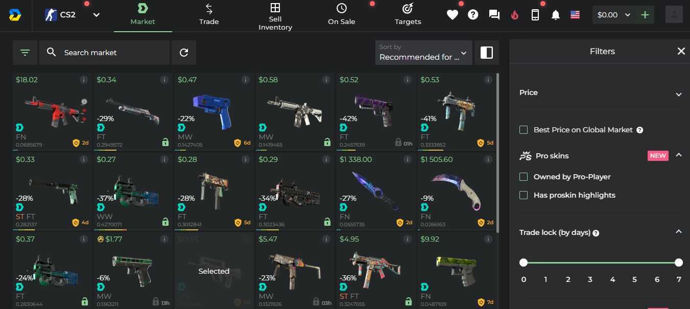 DMarket buy CS2 skins