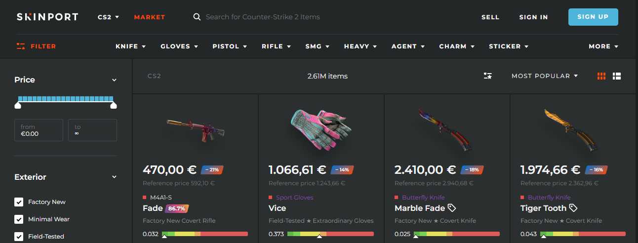 Skinport buying CS2 skins