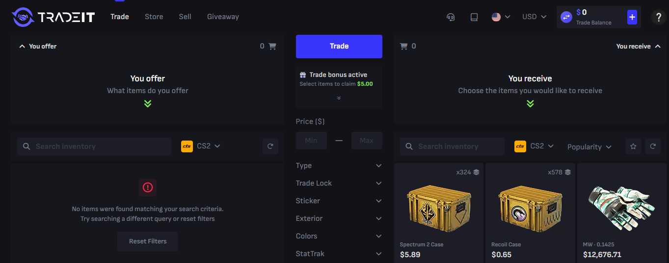 Tradeit.GG buying CS2 skins