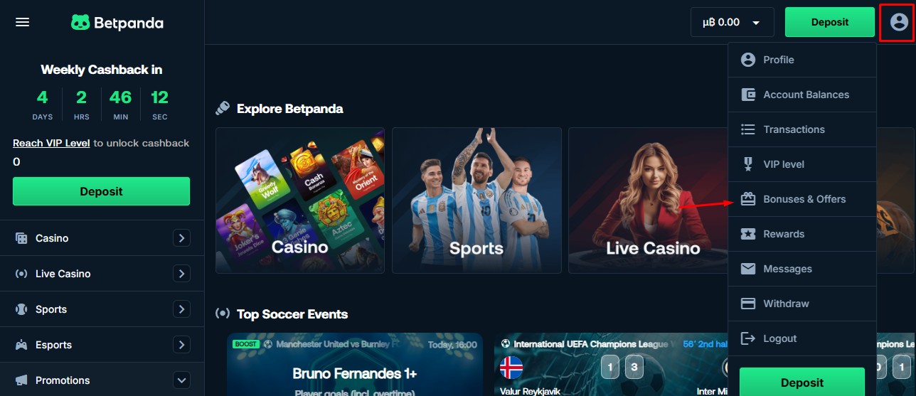 “Bonuses & Offers” tab