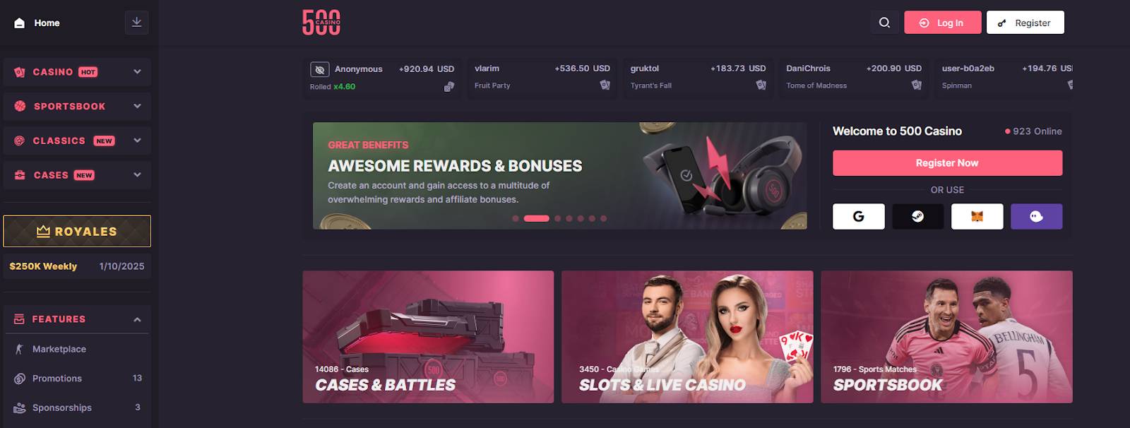 CSGO500 jackpot site