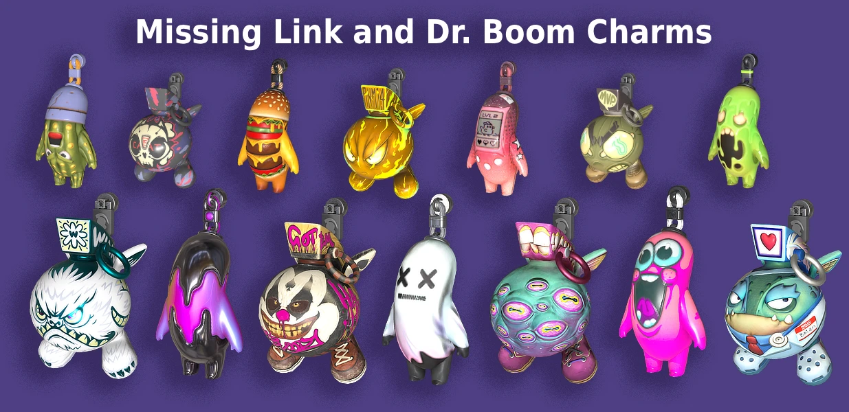 Missing Link and Dr. Boom Charms