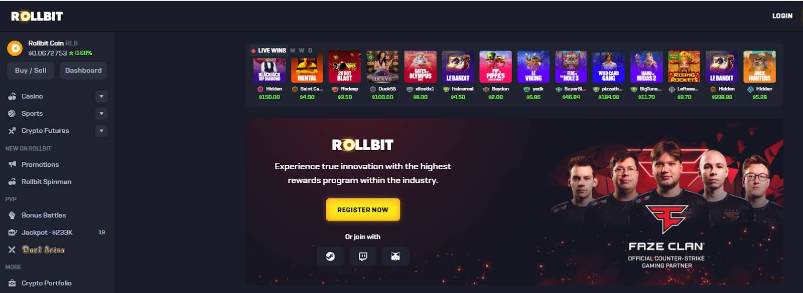 rollbit jackpot site