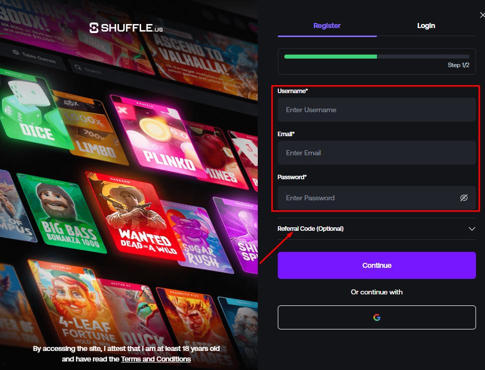 click on the “Referral Code