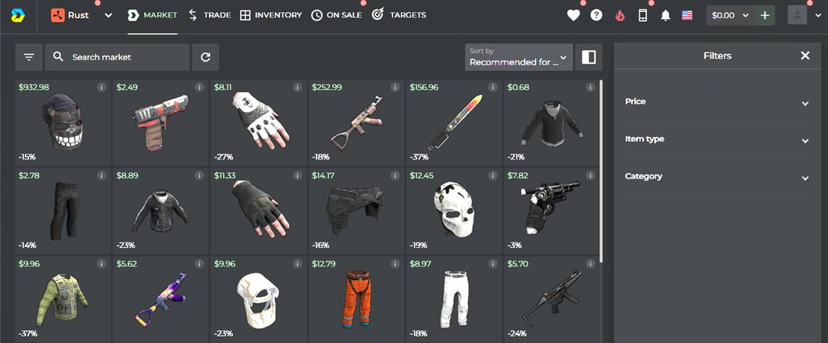dmarket rust item store